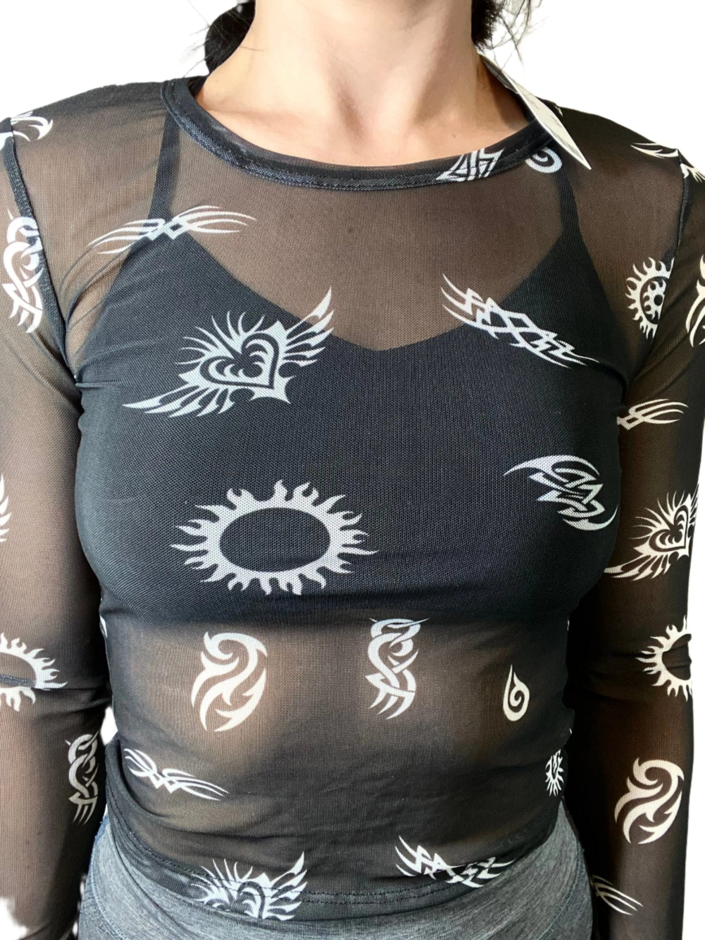 Haut en maille TMD à manches longues transparentes