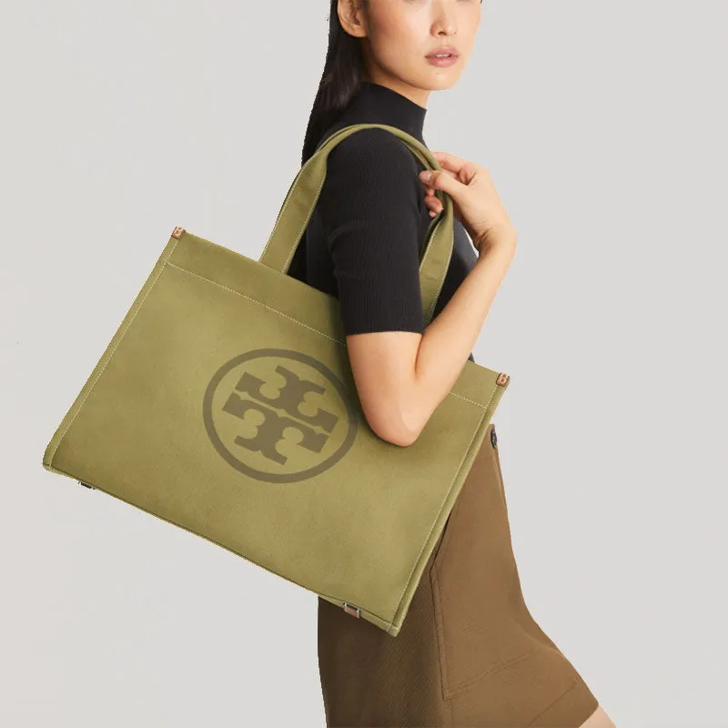 Tory Burch Sacs TORY BURCH Ella Tote en Toile Vert Sauge Foncé 148792
