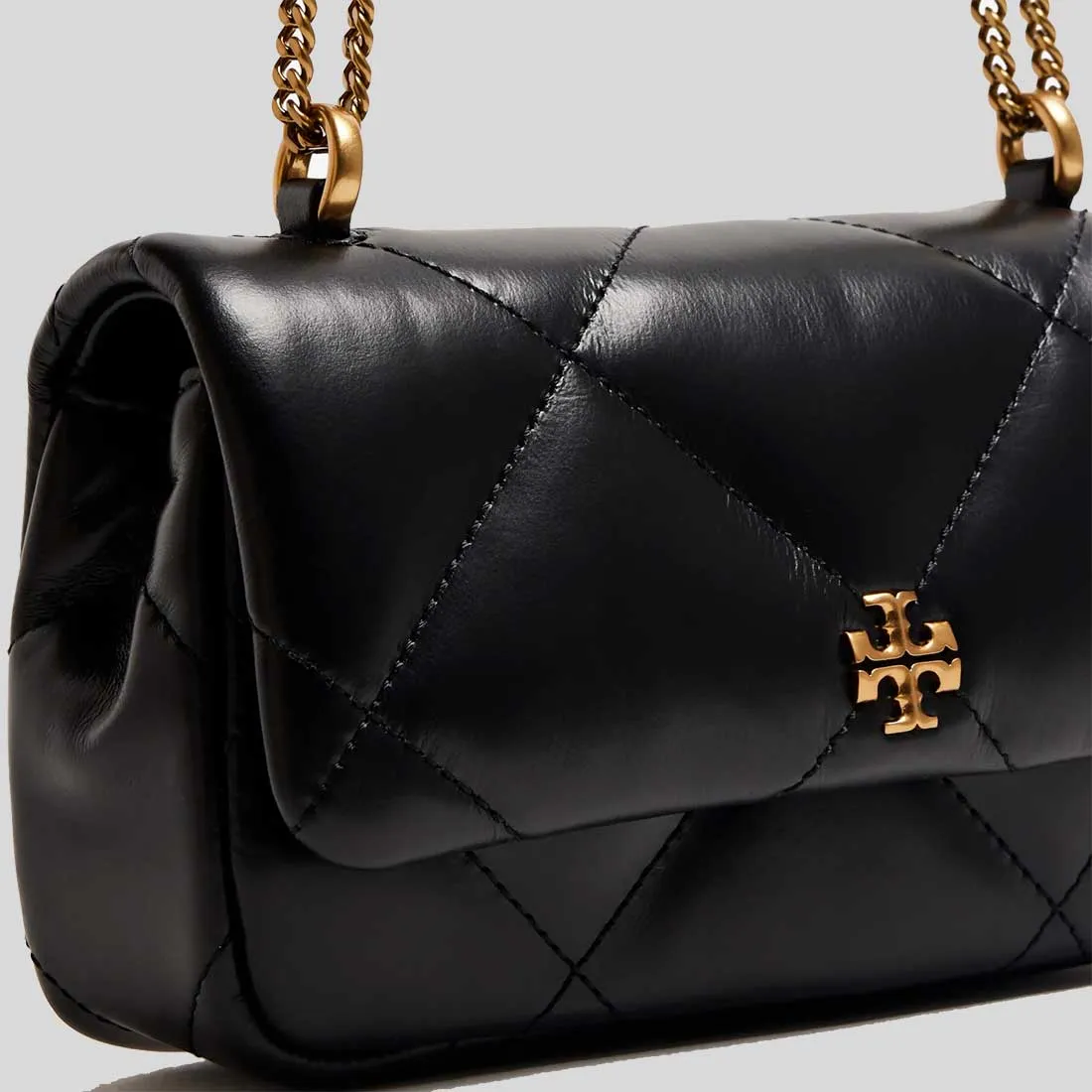 Tory Burch Sacs TORY BURCH Mini Kira Diamond Sac à Rabat Matelassé Noir 154710