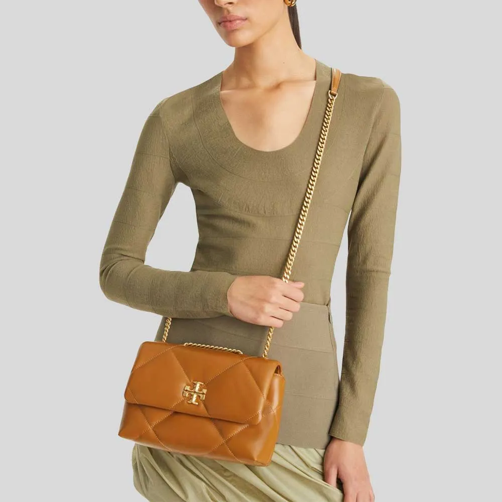 Tory Burch Sacs TORY BURCH Petit Kira Diamond Quilt Sac à Bandoulière Convertible Tan 154706