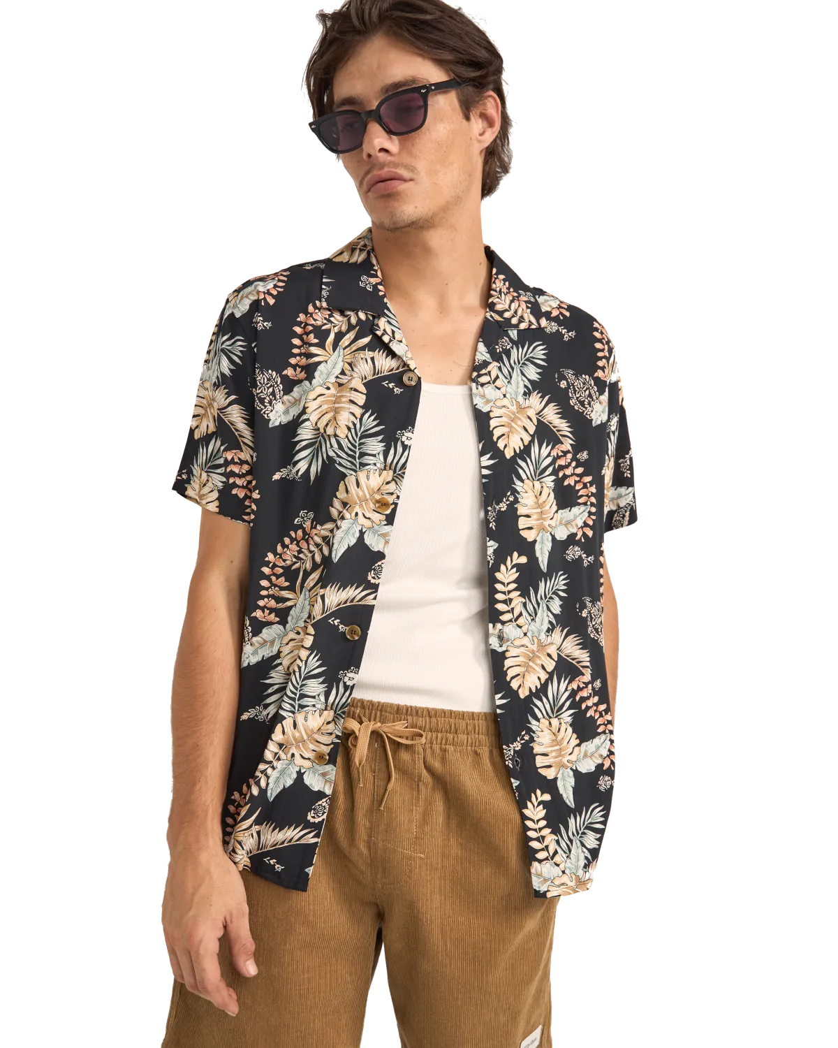 Chemise Paisley Tropicale en Noir
