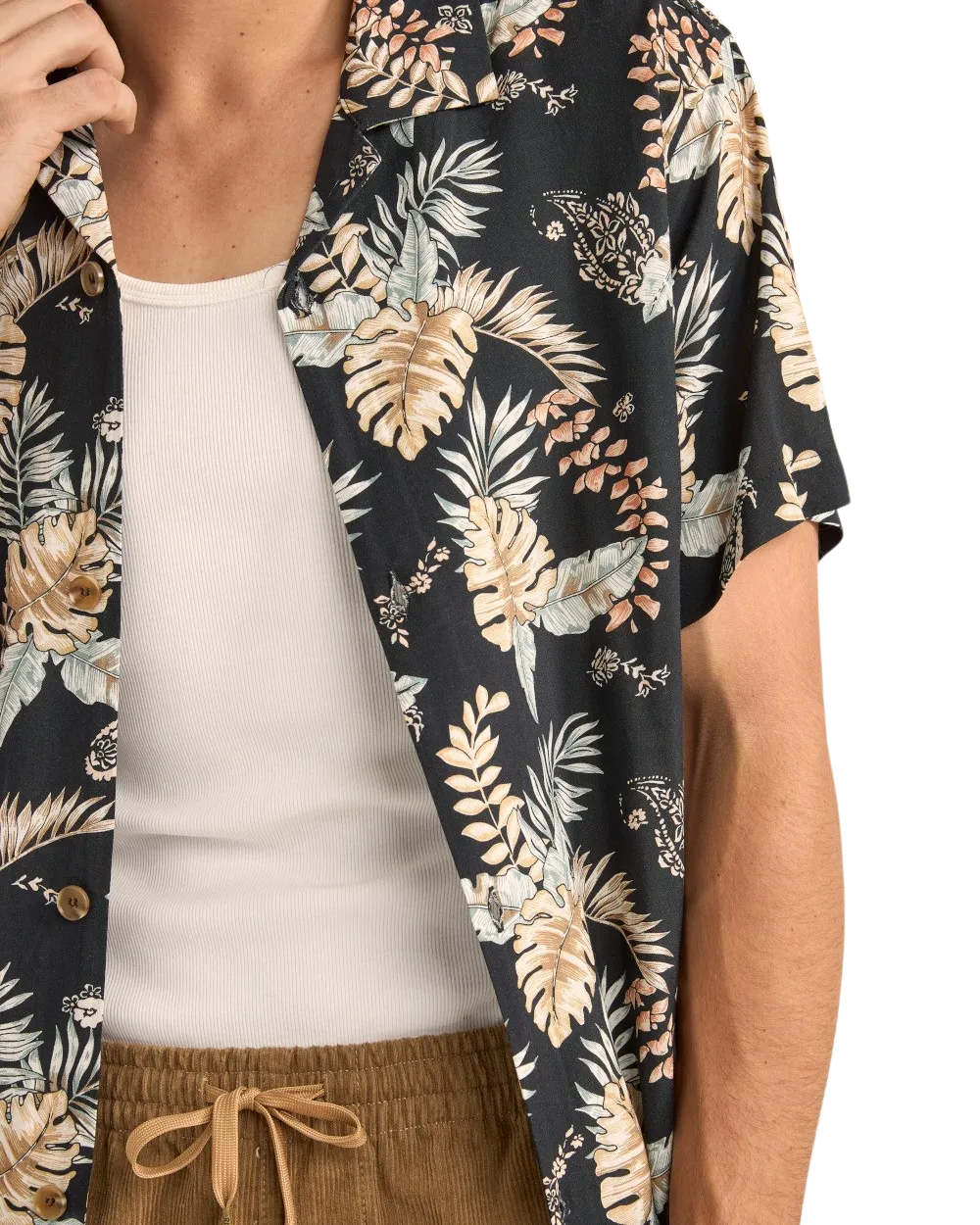 Chemise Paisley Tropicale en Noir