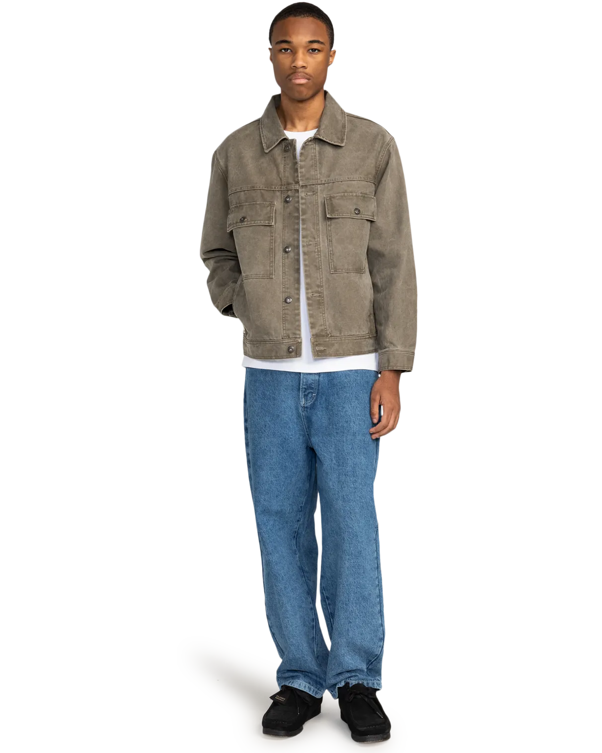 Veste de camionneur en toile gris pierre