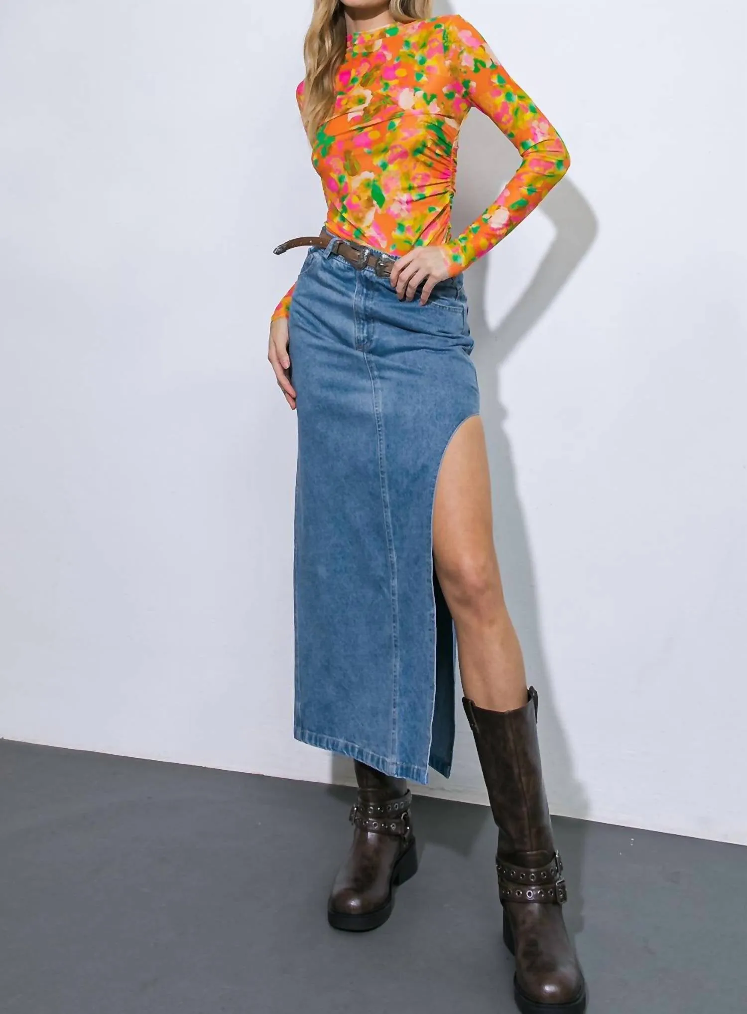Jupe en denim Up To Here en bleu