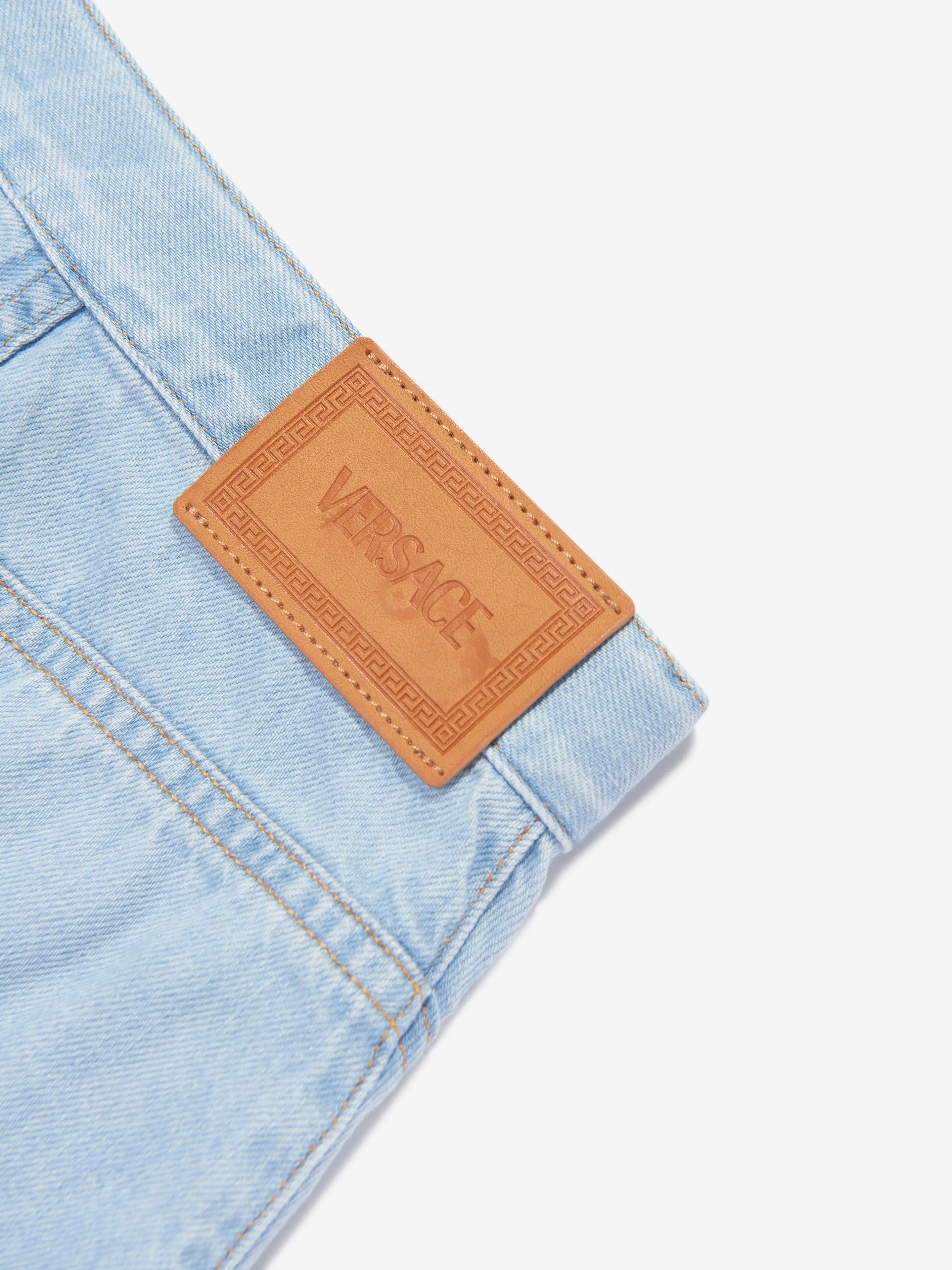Jupe en Denim Star pour Filles Versace en Bleu