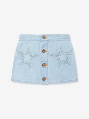 Jupe en Denim Star pour Filles Versace en Bleu