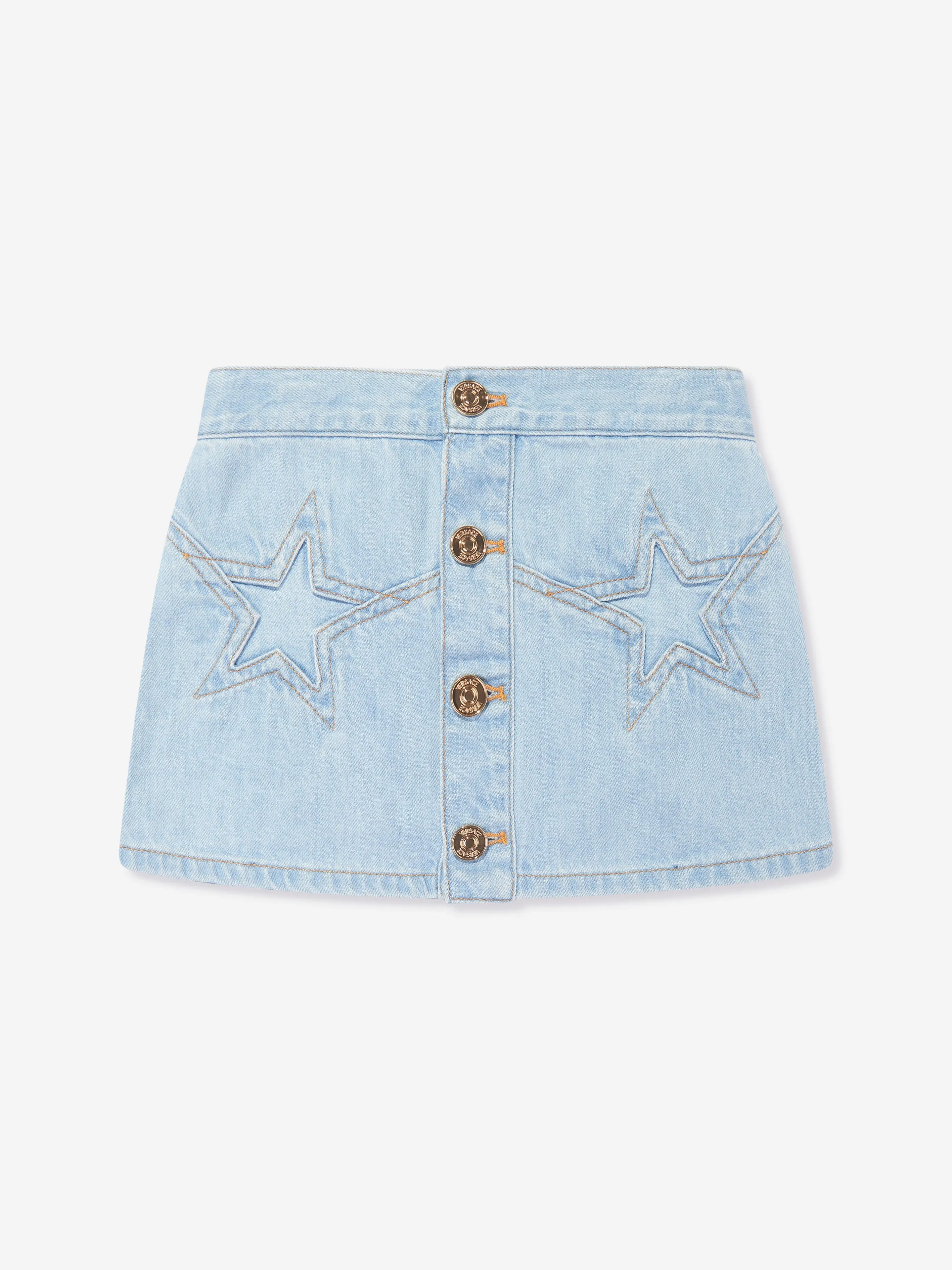 Jupe en Denim Star pour Filles Versace en Bleu