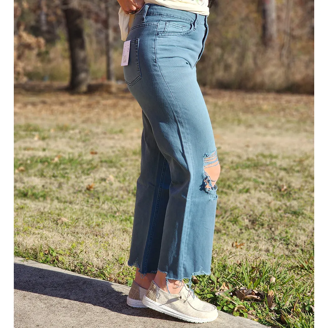 Vervet Blue Grey Jeans délavés coupés années 90