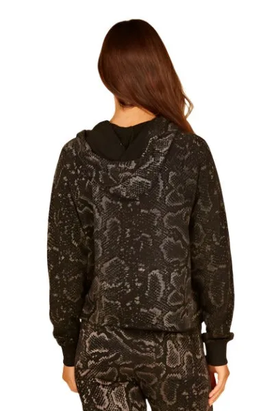 Pull à capuche vintage avec poignets en métal effet serpent brûlé Havana VH8985