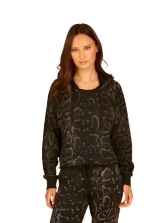 Pull à capuche vintage avec poignets en métal effet serpent brûlé Havana VH8985