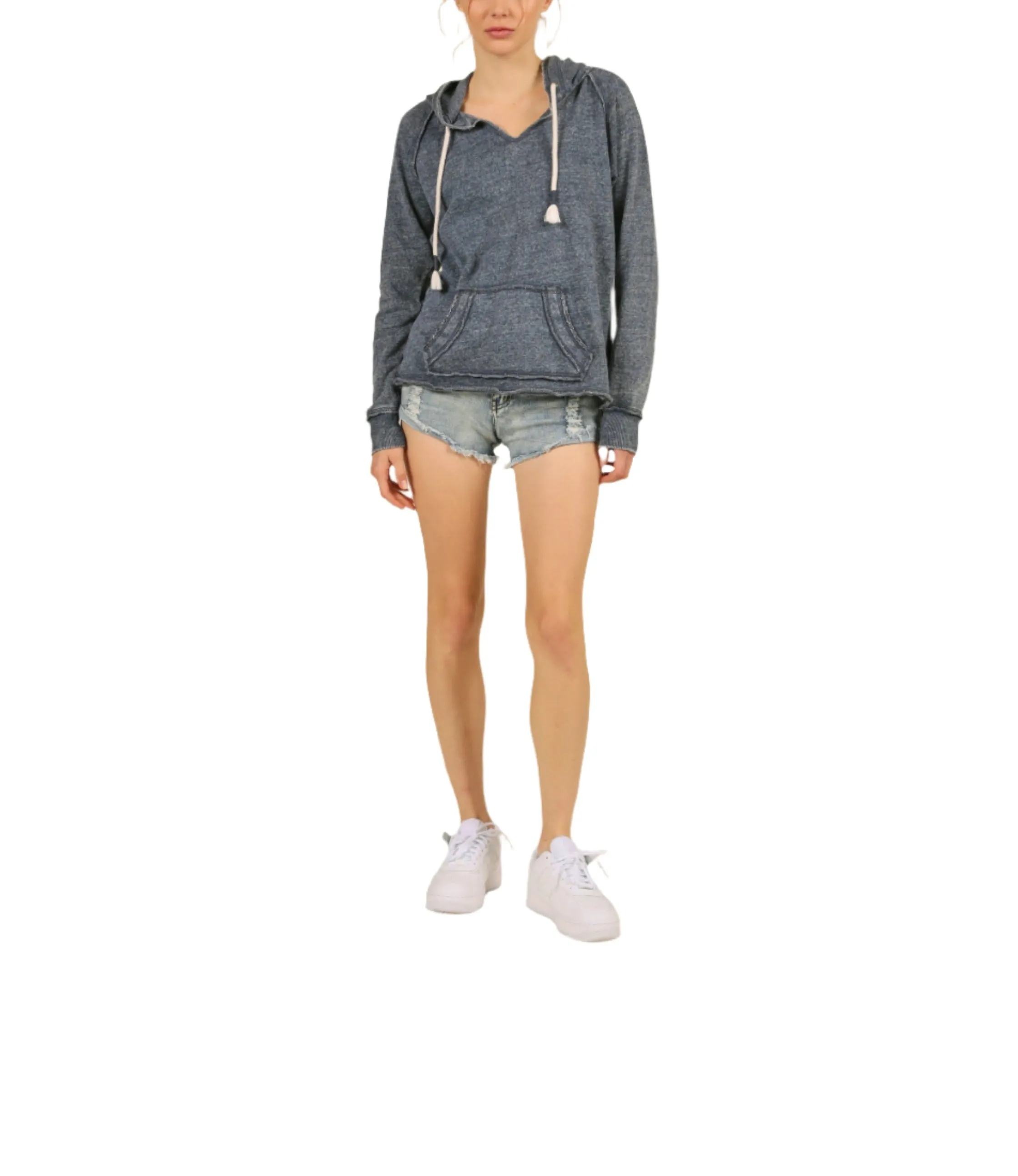 Pull à capuche vintage Havana/Ocean Drive Burn Out OD1478 Bleu marine