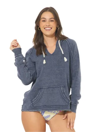 Pull à capuche vintage Havana/Ocean Drive Burn Out OD1478 Bleu marine