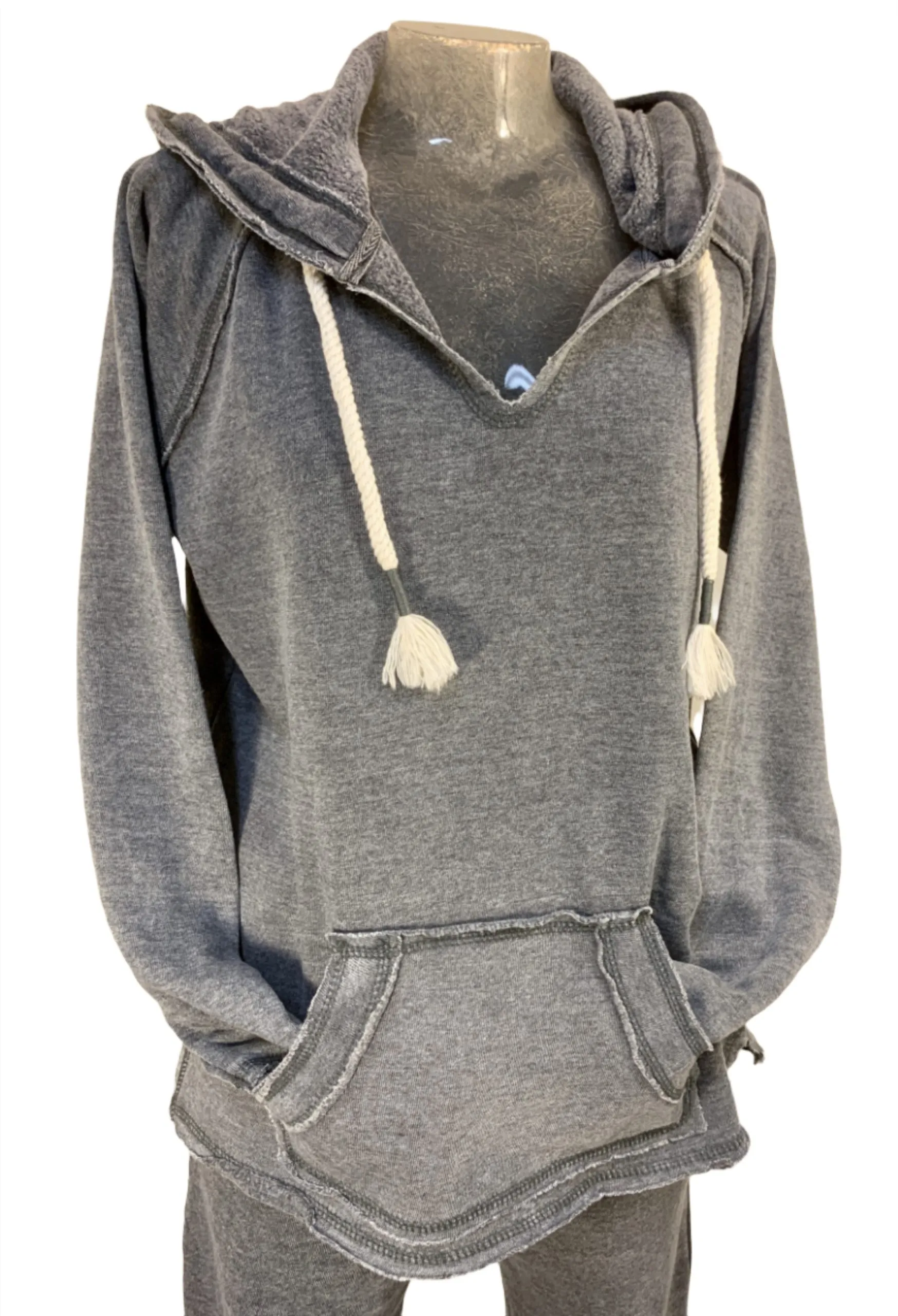 Pull à capuche vintage Havana/Ocean Drive BurnOut OD1478 Gris acier