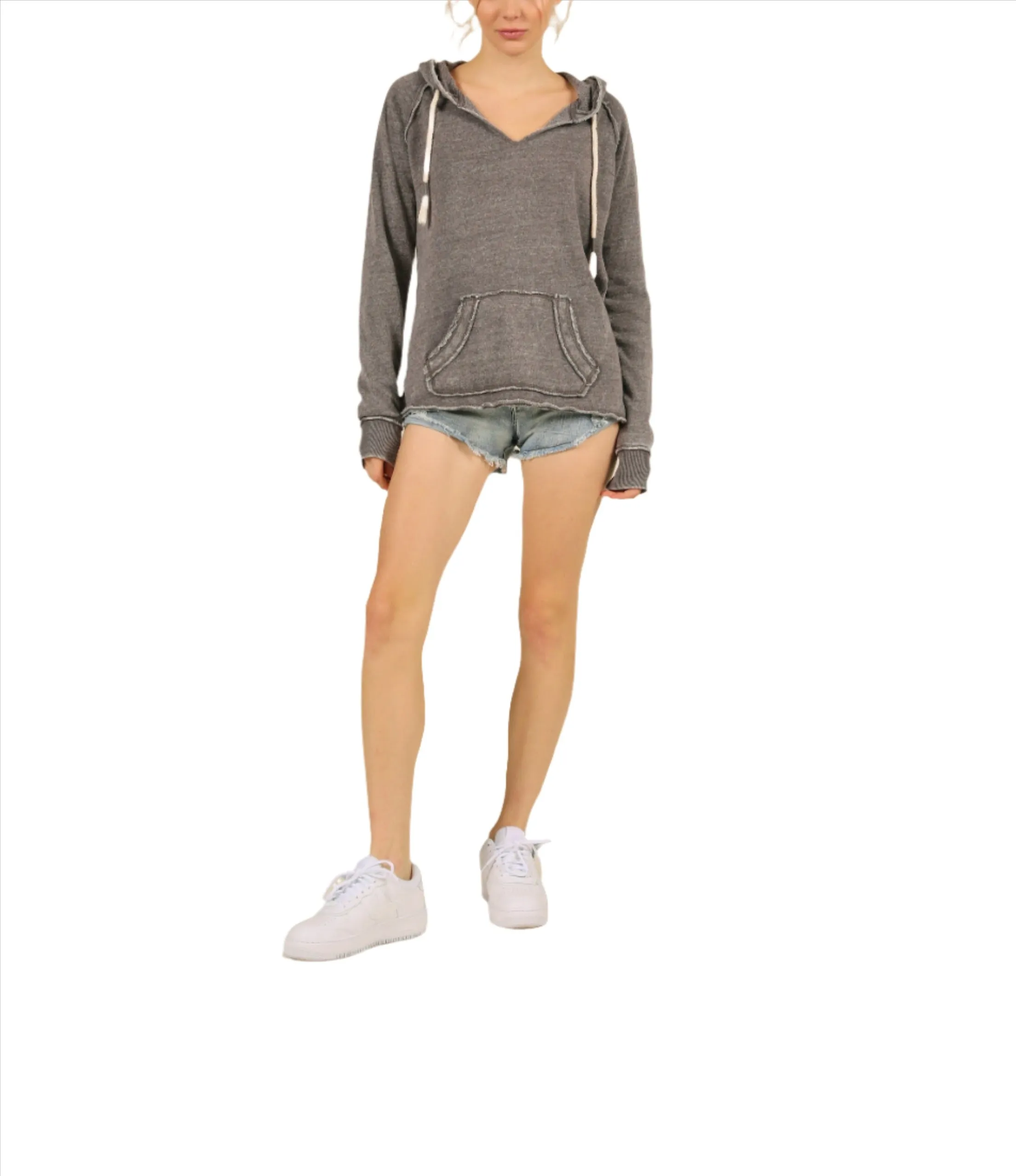 Pull à capuche vintage Havana/Ocean Drive BurnOut OD1478 Gris acier