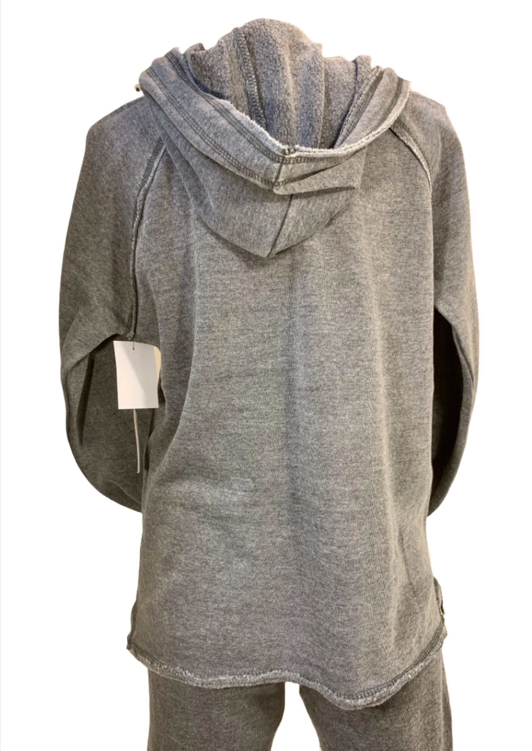 Pull à capuche vintage Havana/Ocean Drive BurnOut OD1478 Gris acier