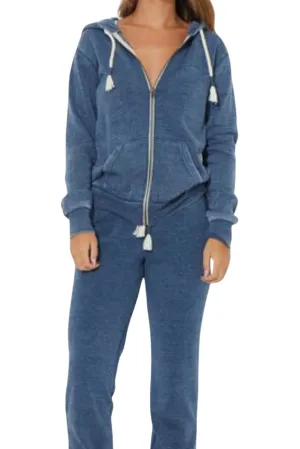 Pull à capuche vintage Havana/Ocean Drive BurnOut OD1479 Bleu marine foncé