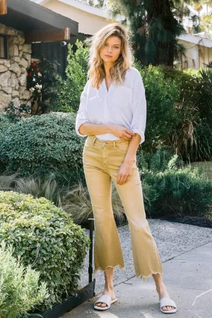 Jeans Vintage à Taille Haute Ourlet Évasé Brut Coupé Court Vervet Flying Monkey