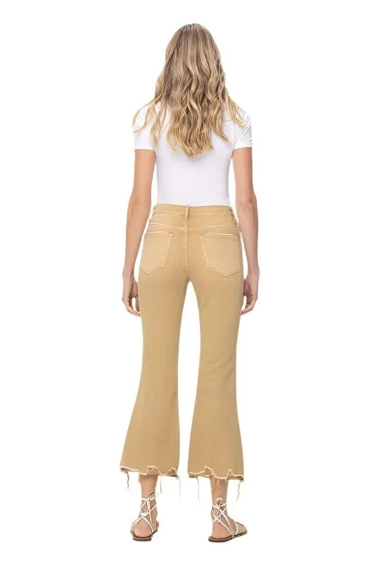 Jeans Vintage à Taille Haute Ourlet Évasé Brut Coupé Court Vervet Flying Monkey