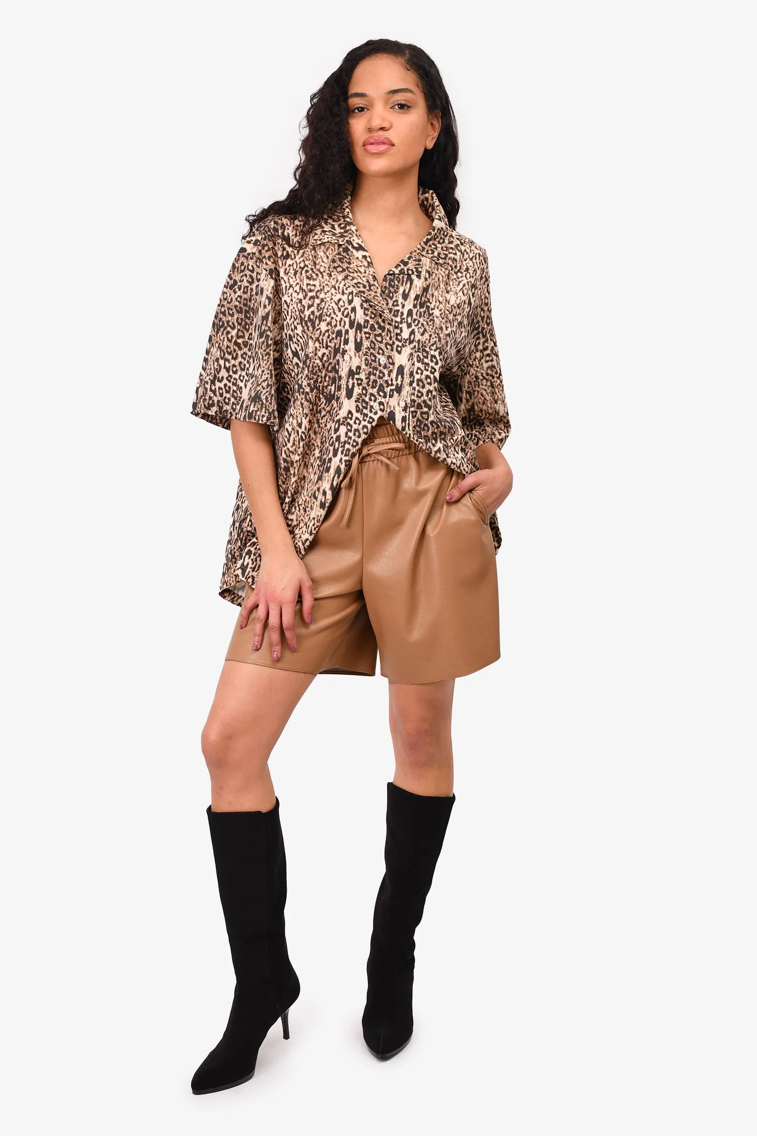 Weekend Max Mara Shorts en Simili-Cuir Marron Taille 2 US