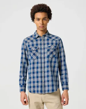 Chemise western en denim foncé