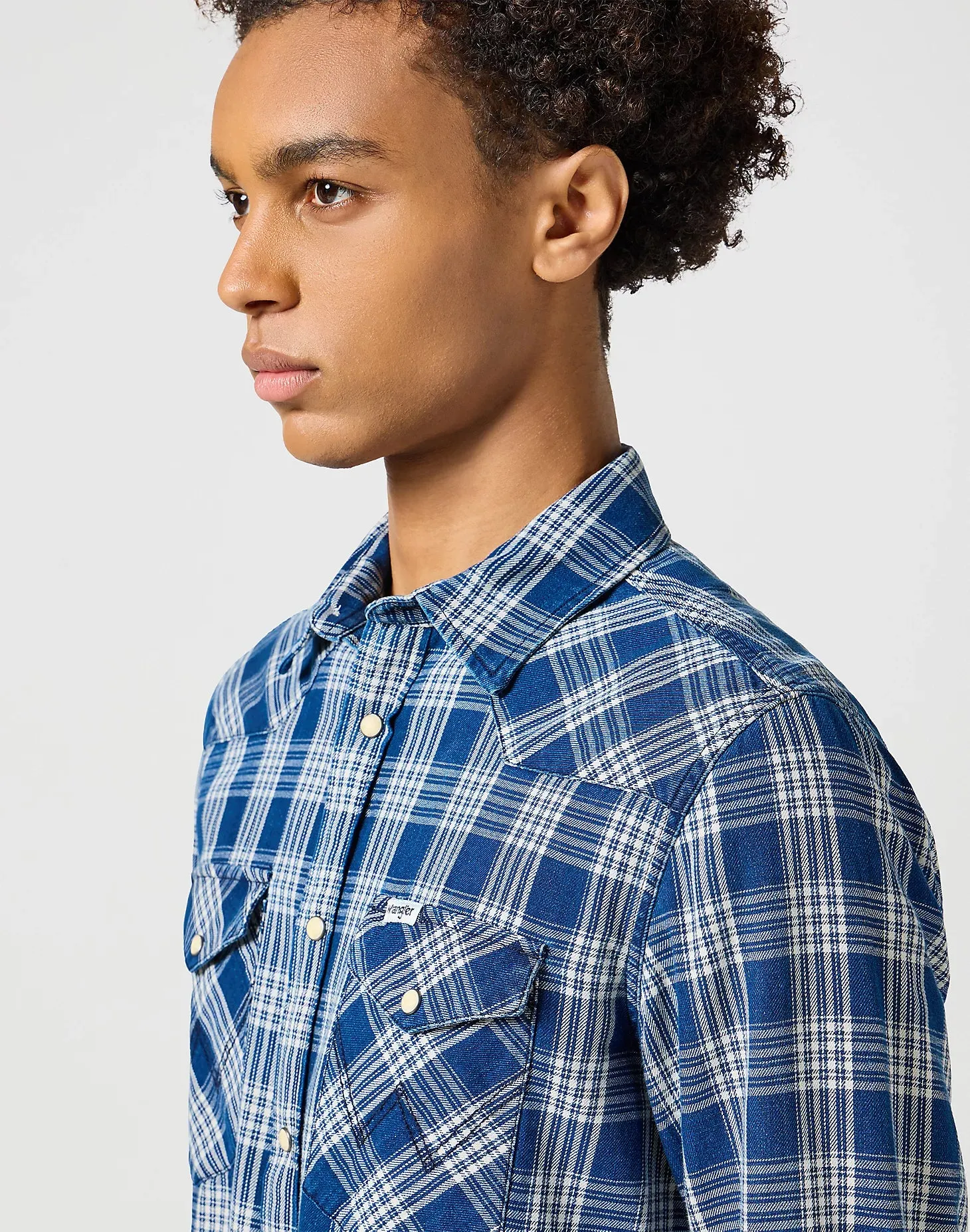 Chemise western en denim foncé