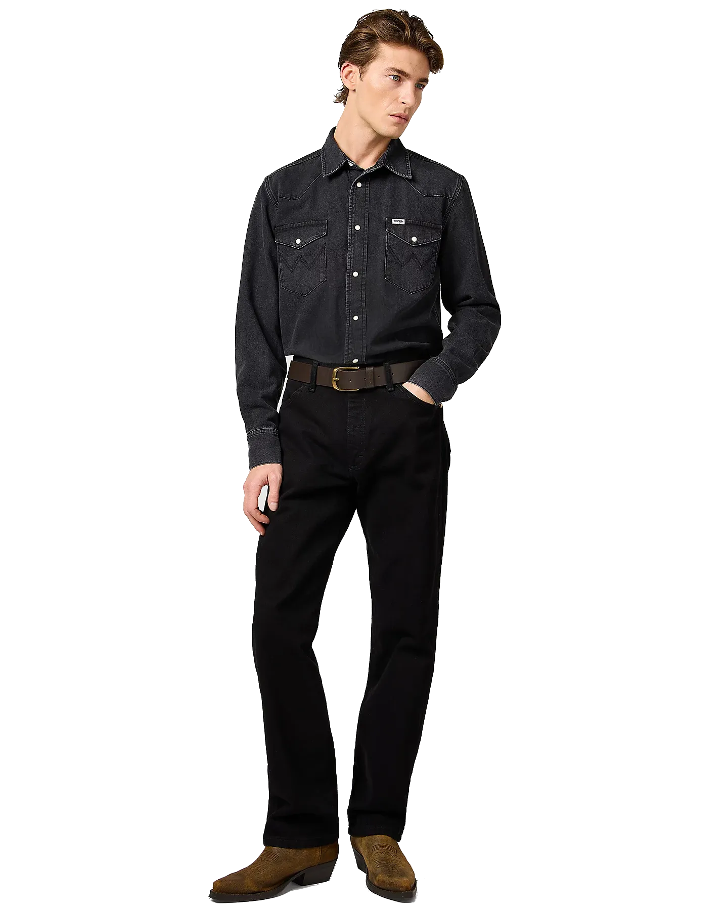Chemise western en noir rinçage