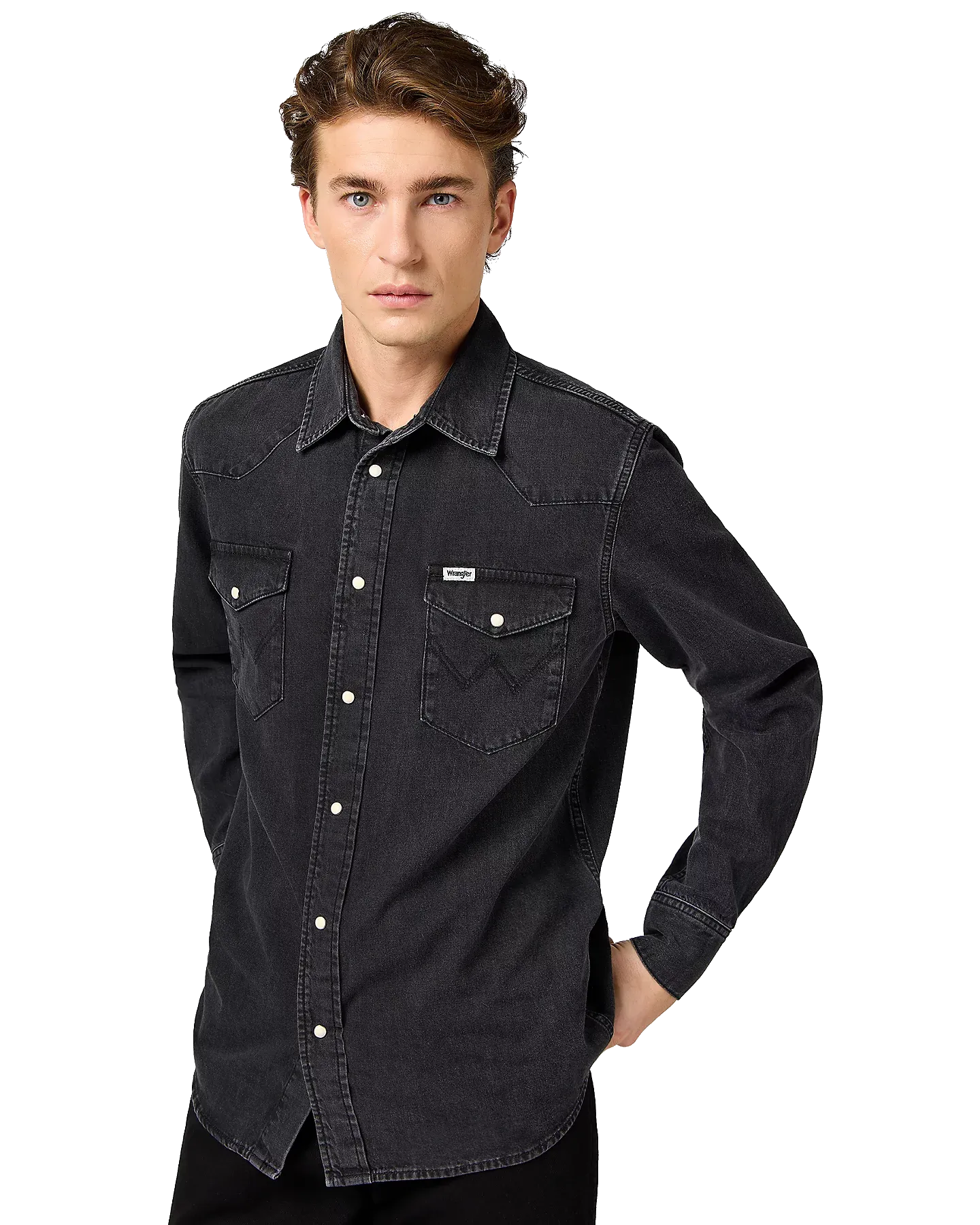 Chemise western en noir rinçage