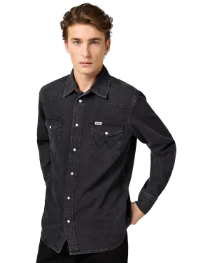 Chemise western en noir rinçage
