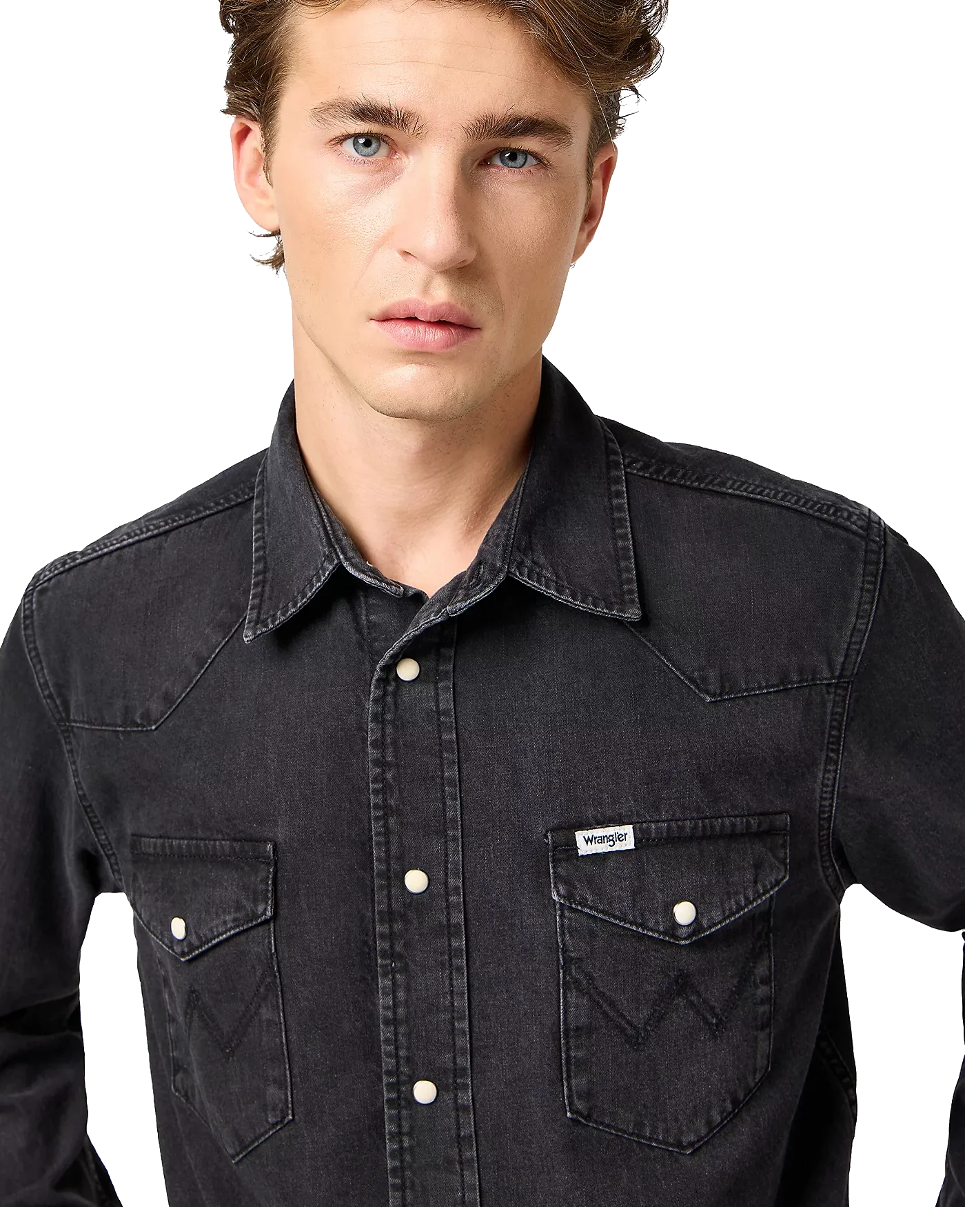 Chemise western en noir rinçage