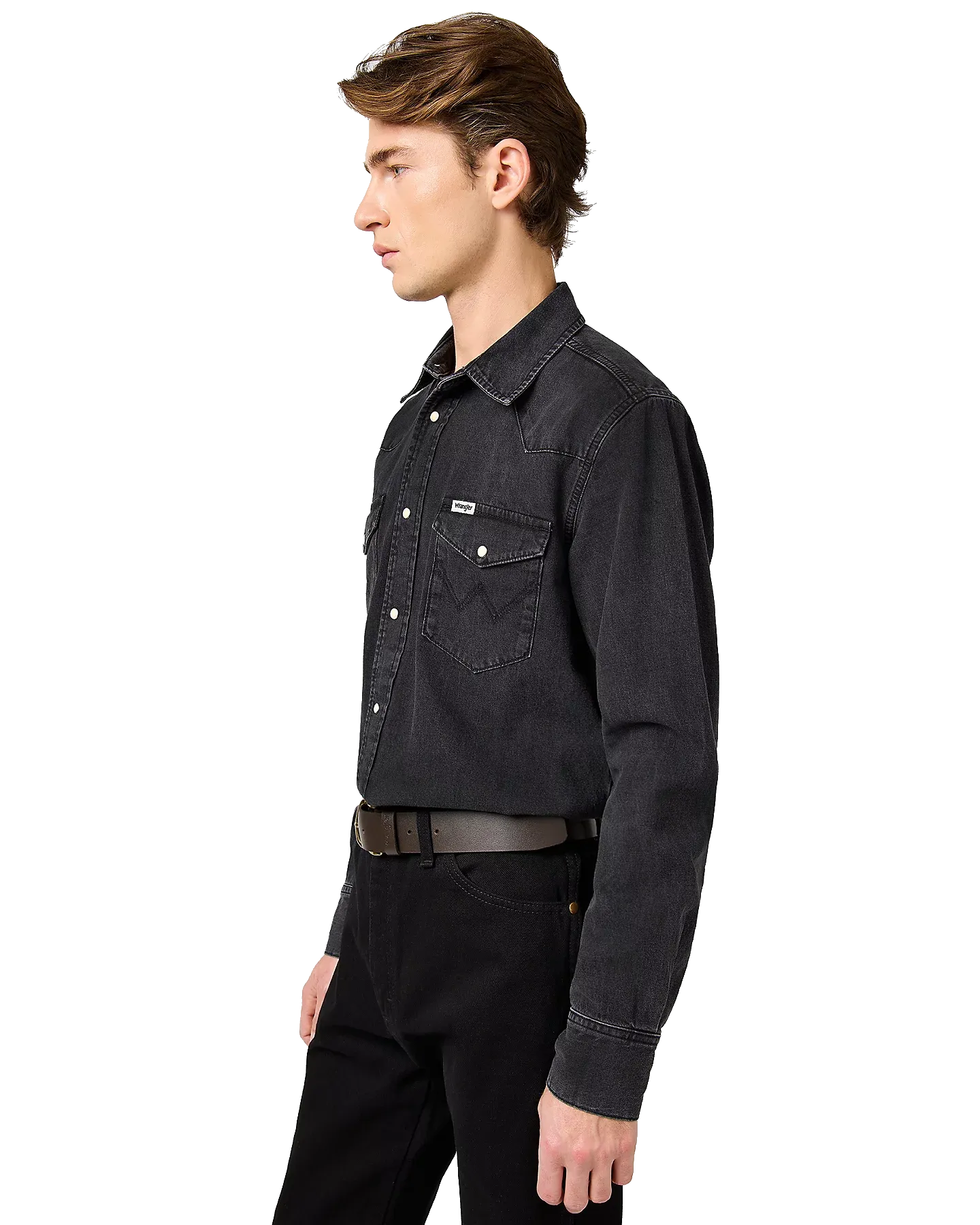 Chemise western en noir rinçage