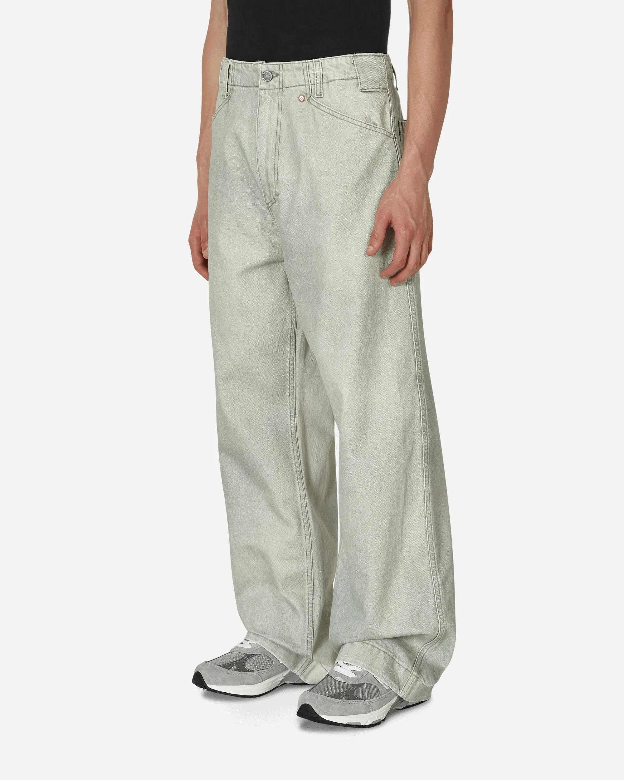 Pantalon en denim à jambe large vert