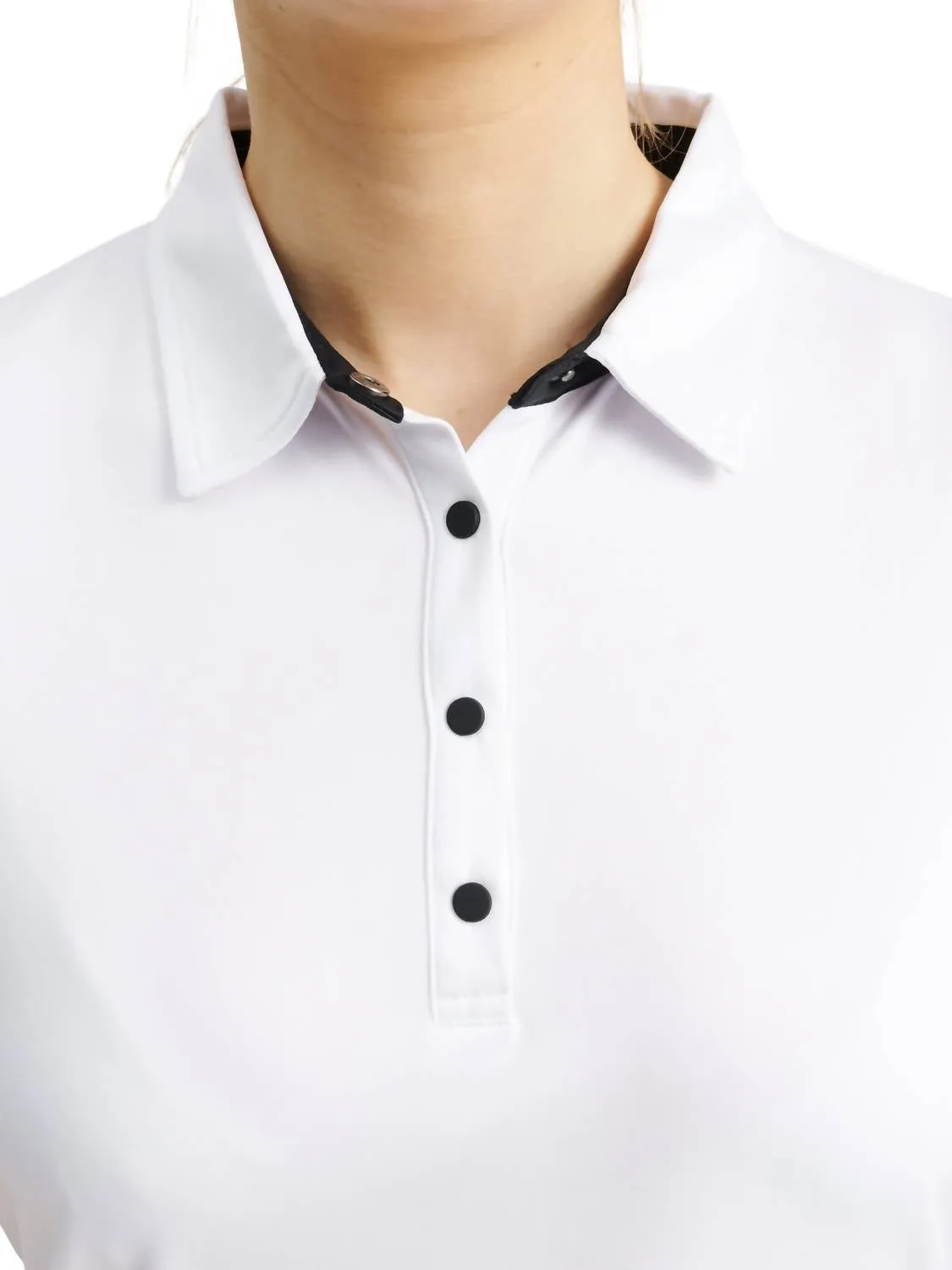 Polo Femme à Rayures Cerise en Blanc