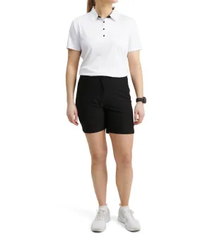 Polo Femme à Rayures Cerise en Blanc