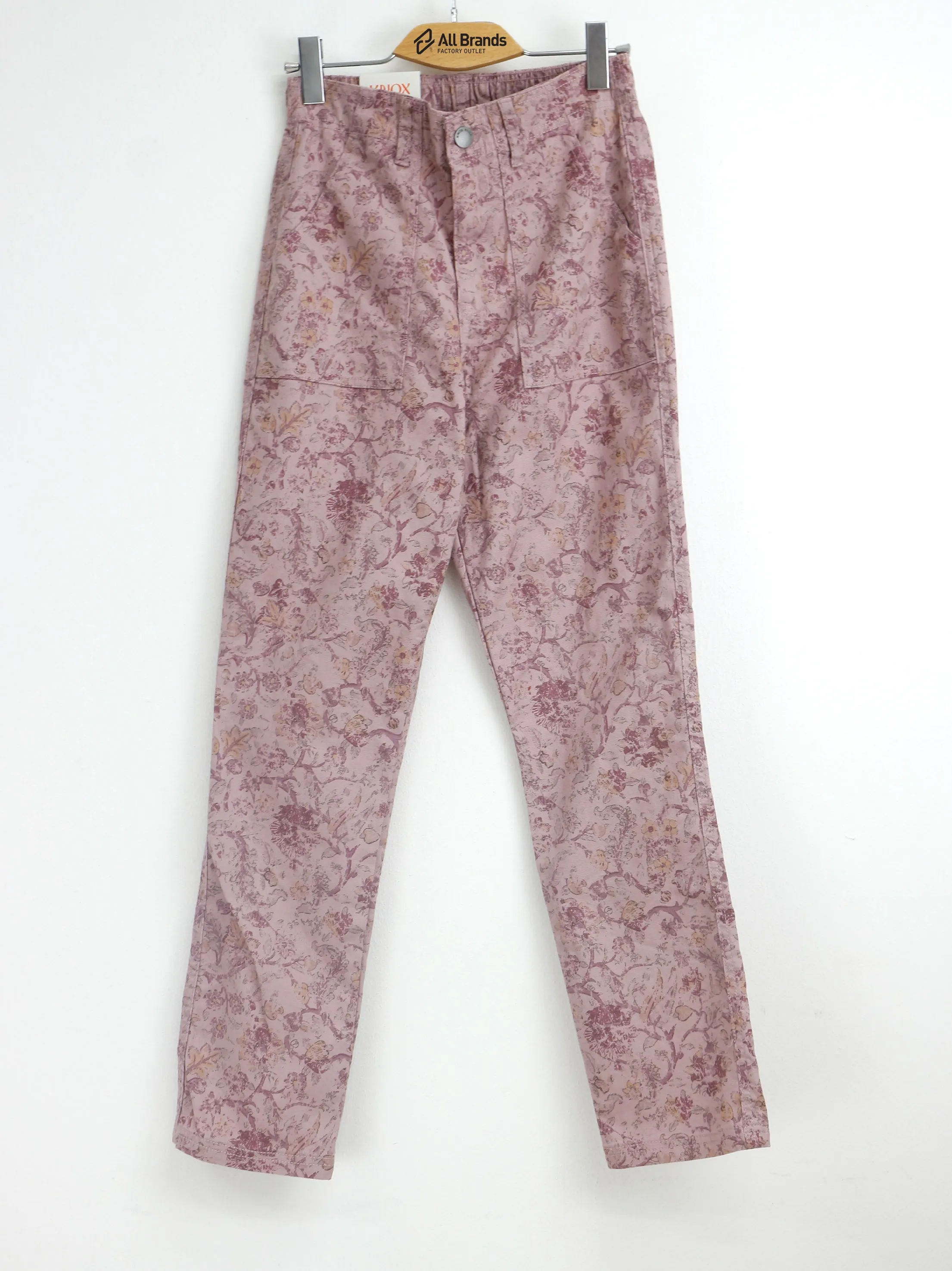 Pantalons en jean imprimé floral pour femmes, rose