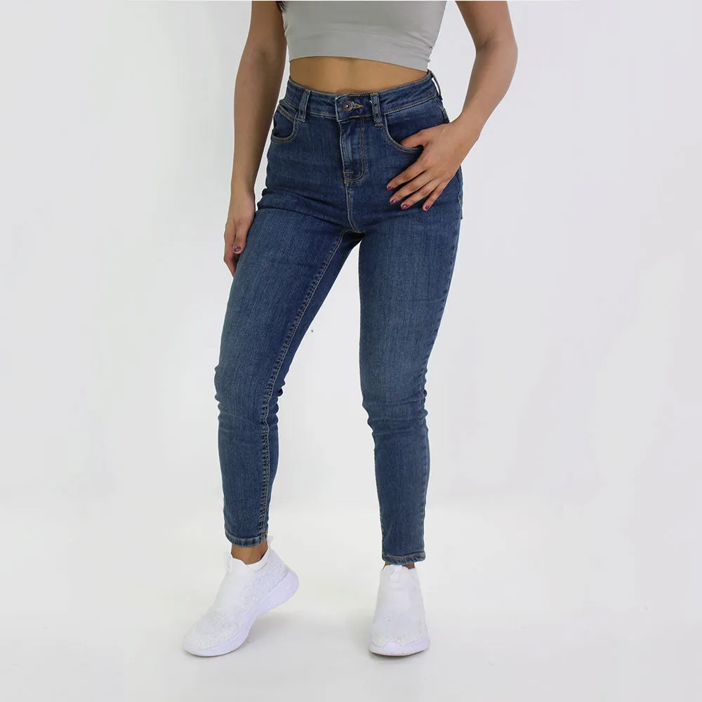Jeans Femme Slim à Taille Haute, Bleu