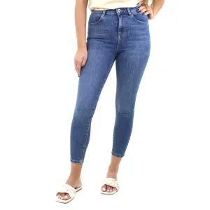 Jeans Skinny à Haute Taille pour Femme, Bleu