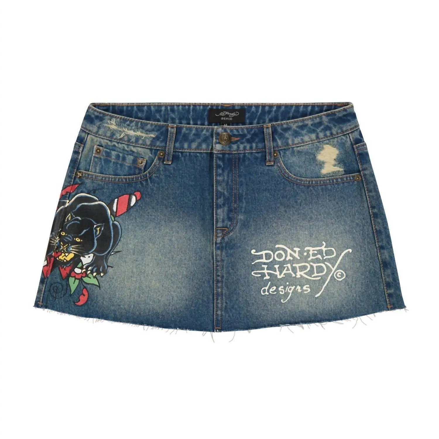 Jupe Denim Mini Panther Dagger pour Femme en Lavage Moyen
