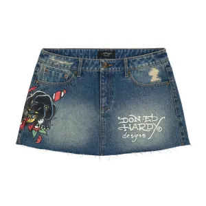 Jupe Denim Mini Panther Dagger pour Femme en Lavage Moyen
