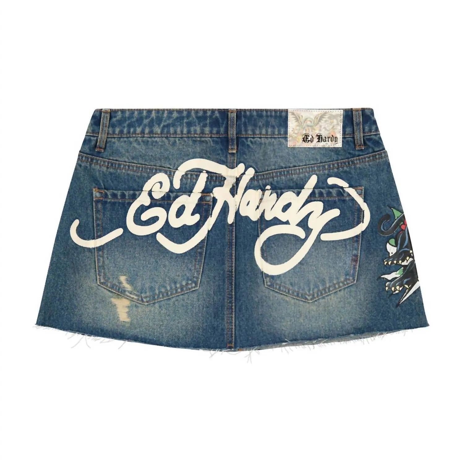 Jupe Denim Mini Panther Dagger pour Femme en Lavage Moyen