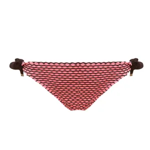 Culotte de Bikini Perforée pour Femme, Corail/Noir