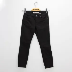 Pantalon en denim uni à mi-hauteur pour femme, Noir