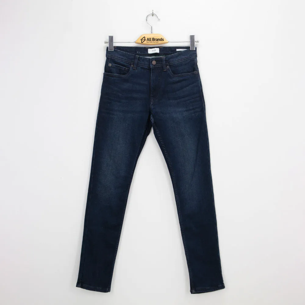 Pantalon en denim uni à mi-hauteur pour femme, Marine
