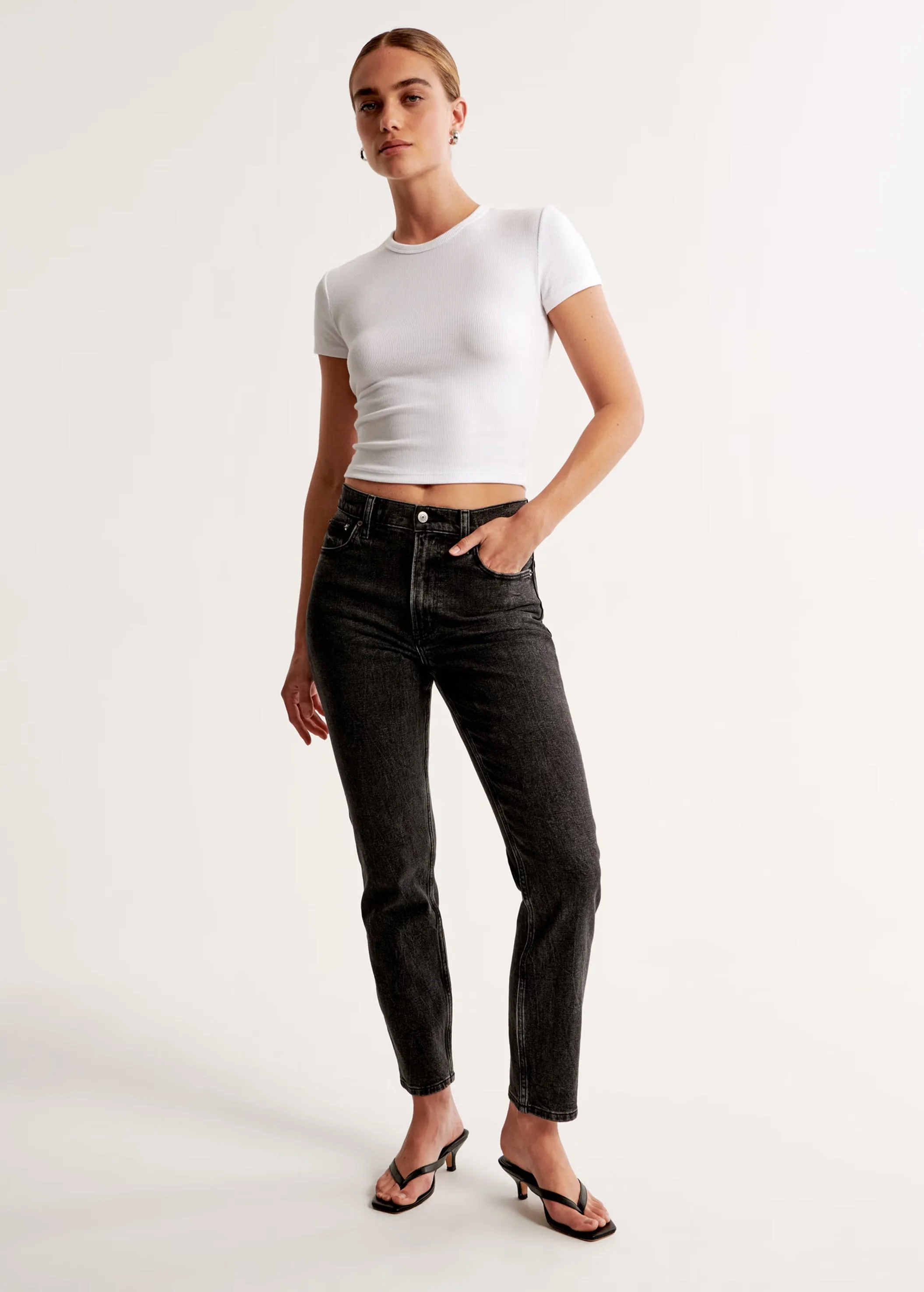 Jeans pour femmes style mom unis, Noir