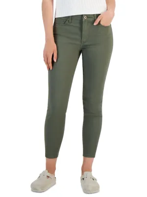 Jeans Femme Slim à Chevilles Unis, Olive