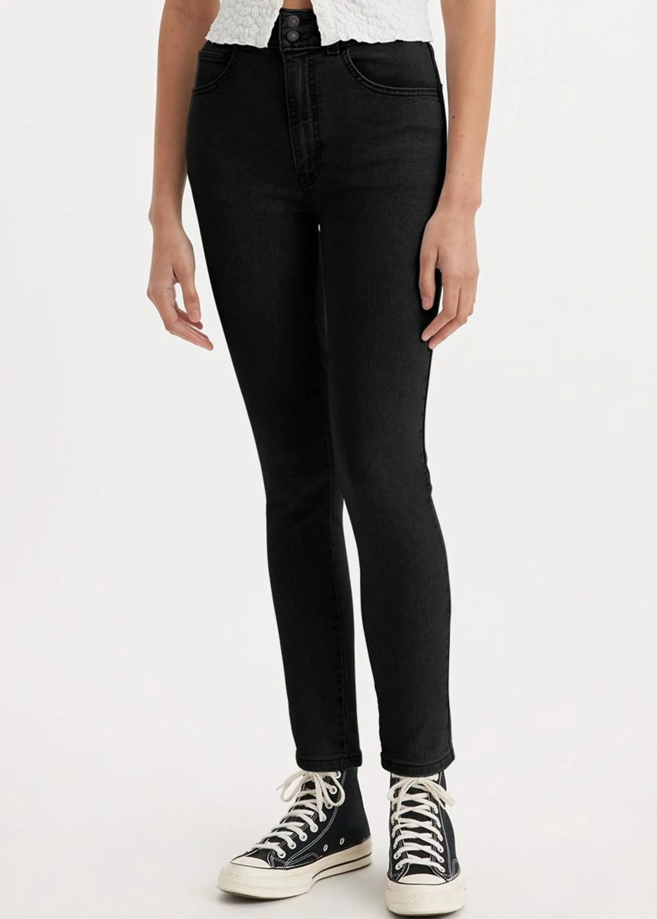 Jeans Skinny Femme Uni, Noir