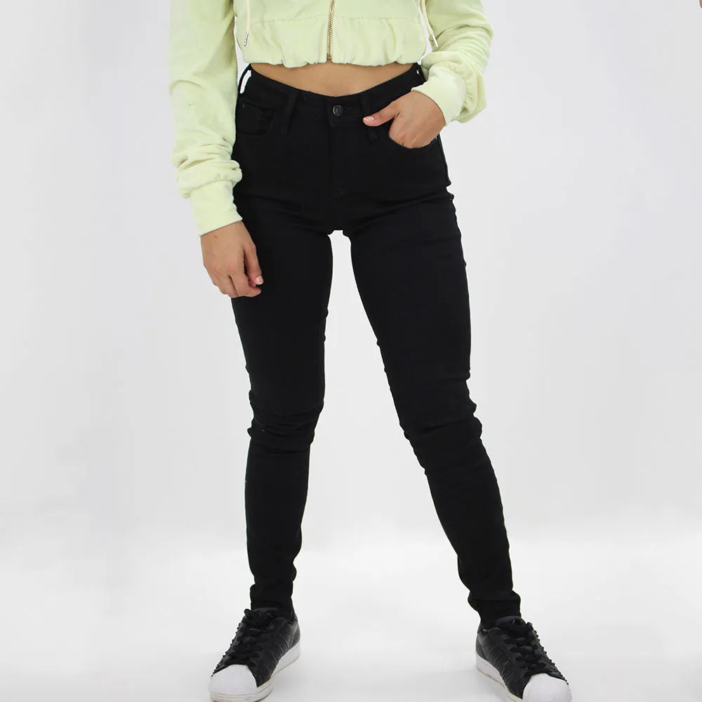 Jean Femme Uni Solide, Noir