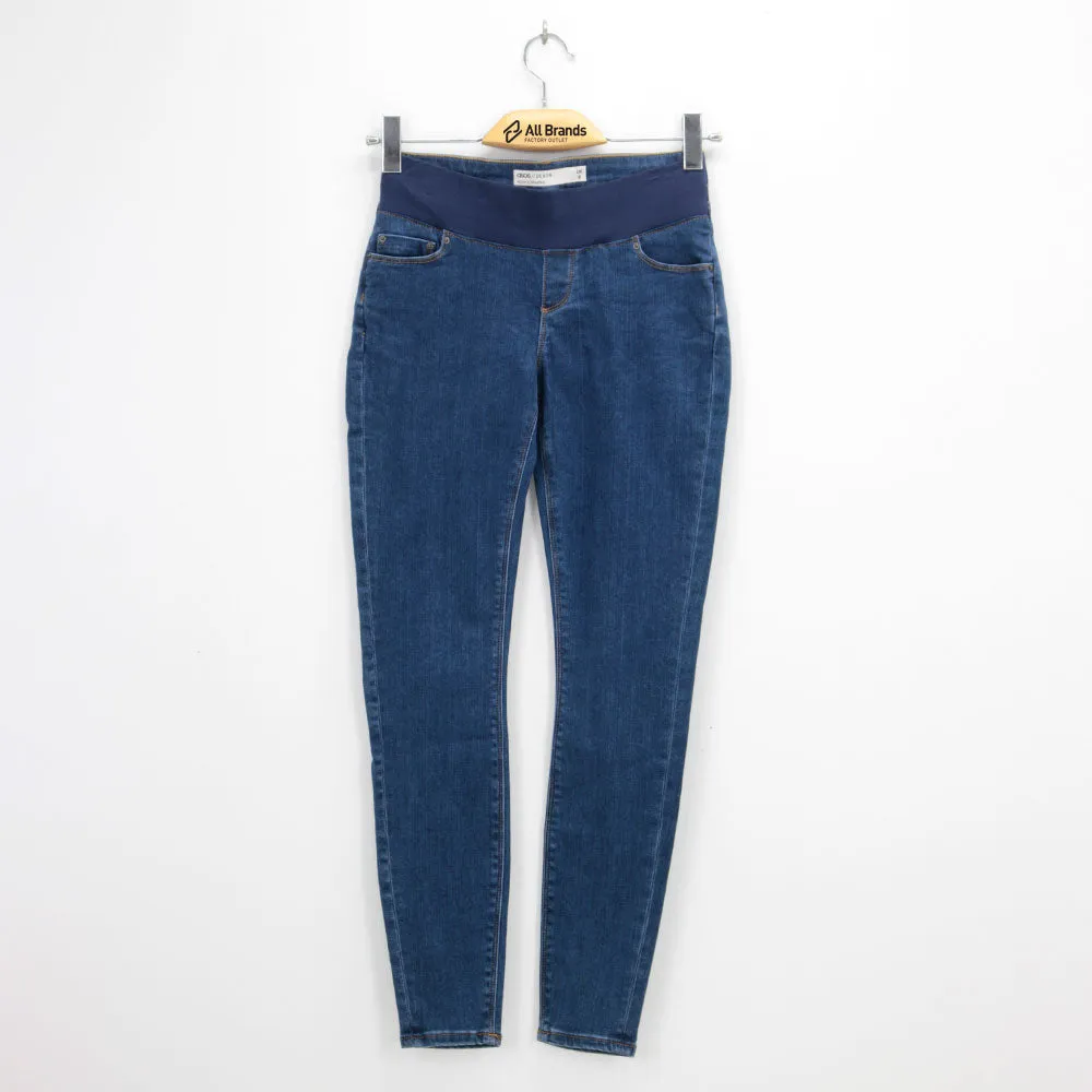 Jeans de grossesse unis pour femmes, Bleu