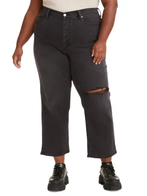 Jeans déchirés pour femme, gris foncé
