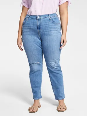 Jeans délavés déchirés pour femme, Bleu