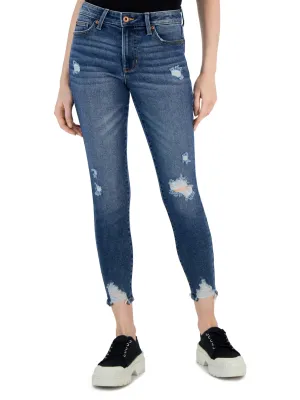 Jeans délavés déchirés pour femme, Bleu